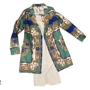 Patterned Blazer & White Dress